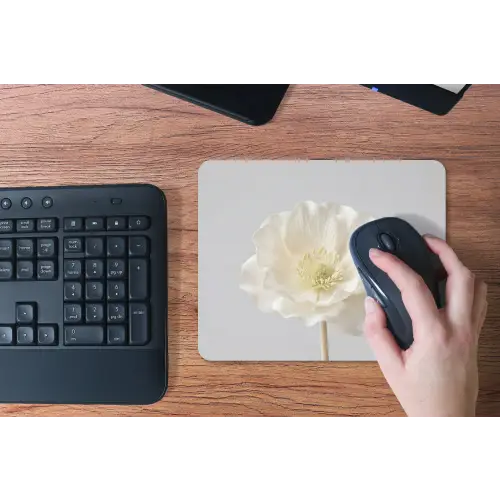 Bloem - Minimalistisch -Wit muismat rubber klein -toetsenbord