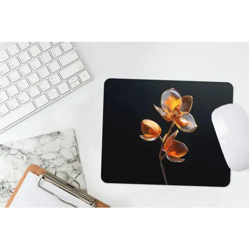 Bloem - Orchidee - Oranje muismat rubber klein -witbureau