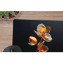 Bloem - Orchidee - Oranje muismat rubber klein -closeup