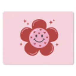 Bloem - Roze - Hartjes muismat rubber klein -3d