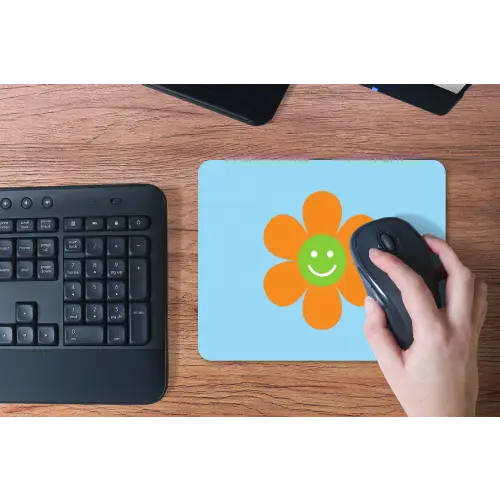 Bloem - Smiley - Kleurrijk muismat rubber klein -toetsenbord