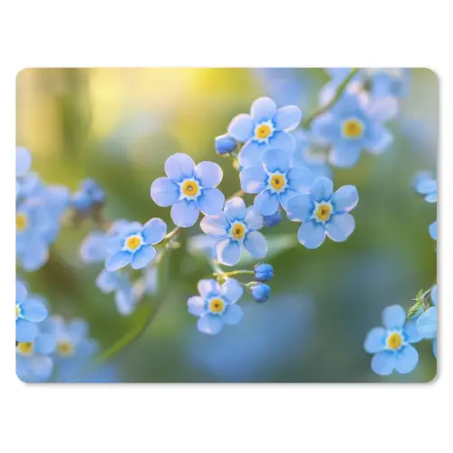 Bloemetjes - Blauw - Vergeet mij nietjes muismat rubber klein -3d