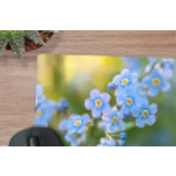 Bloemetjes - Blauw - Vergeet mij nietjes muismat rubber klein -closeup