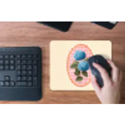 Bloemen - Blauw - Lijst - Bladeren muismat rubber klein -toetsenbord
