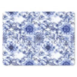 Bloemen - Blauw - Patroon - Wit muismat rubber klein 262 -3d