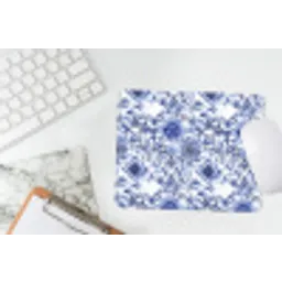 Bloemen - Blauw - Patroon - Wit muismat rubber klein 262 -witbureau