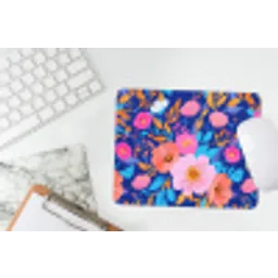Bloemen - Blauw - Roze muismat rubber klein -witbureau