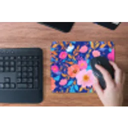 Bloemen - Blauw - Roze muismat rubber klein -toetsenbord