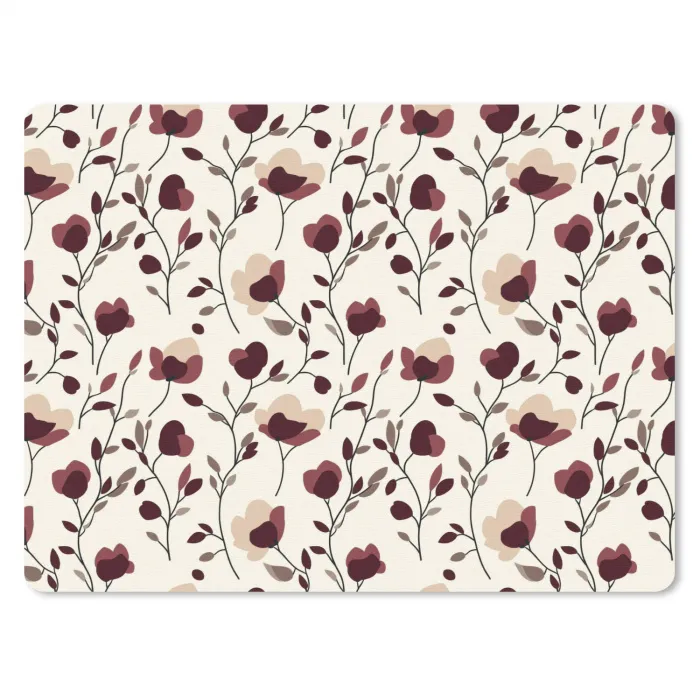 Bloemen - Botanisch - Bordeaux muismat rubber klein 262 -3d