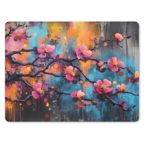 Bloemen - Tak - Abstract - Roze muismat rubber klein -3d