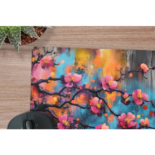 Bloemen - Tak - Abstract - Roze muismat rubber klein -closeup