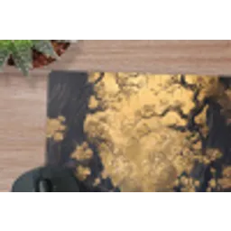 Bloemen - Takken - Goud - Sierlijk muismat rubber klein -closeup