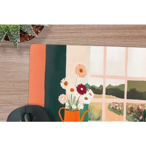 Bloemen - Koffie - Raam muismat rubber klein -closeup