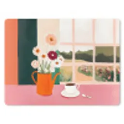 Bloemen - Koffie - Raam muismat rubber klein -3d