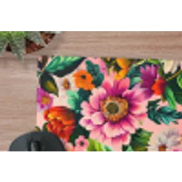 Bloemen - Kleurrijk - Roze muismat rubber klein -closeup