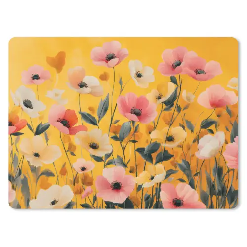 Bloemen - Veld - Geel muismat rubber klein -3d