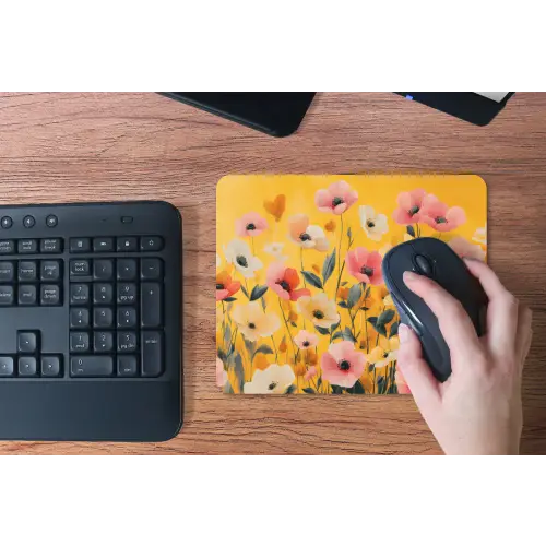 Bloemen - Veld - Geel muismat rubber klein -toetsenbord