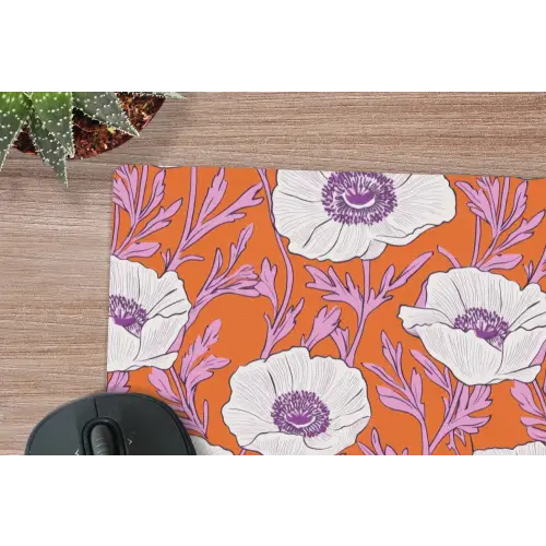 Bloemen - Grafisch - Oranje muismat rubber klein 262 -closeup