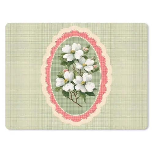 Bloemen - Illustratie - Geruit - Groen muismat rubber klein -3d