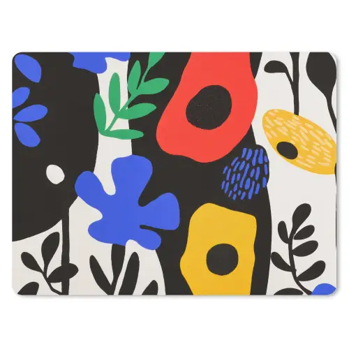 Bloemen - Bladeren - Abstract - Zwart muismat rubber klein -3d