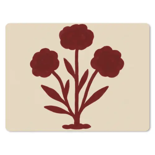 Bloemen - Bladeren - Rood - Minimalistisch muismat rubber klein -3d