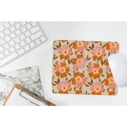 Bloemen - Motief - Retro muismat rubber klein 262 -witbureau
