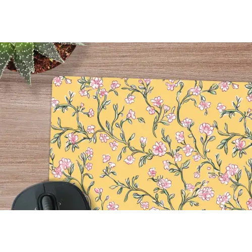 Bloemen - Motief - Geel muismat rubber klein 262 -closeup