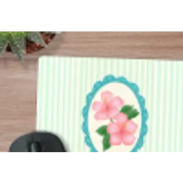 Bloemen - Ovaal - Strepen - Groen muismat rubber klein -closeup