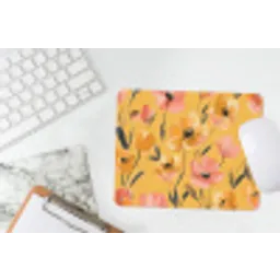 Bloemen - Geschilderd - Geel muismat rubber klein -witbureau