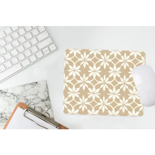 Bloemen - Patroon - Beige muismat rubber klein 262 -witbureau