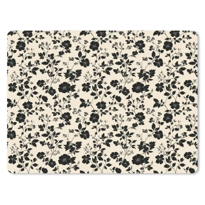 Bloemen - Dessin - Zwart muismat rubber klein 262 -3d