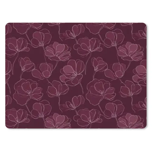 Bloemen - Patroon - Bordeauxrood muismat rubber klein 262 -3d