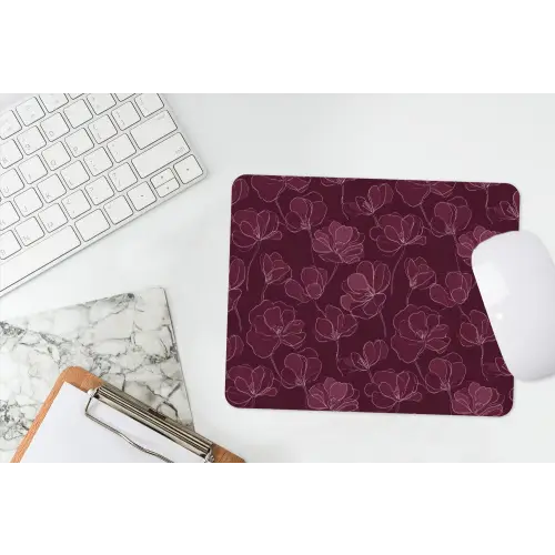 Bloemen - Patroon - Bordeauxrood muismat rubber klein 262 -witbureau