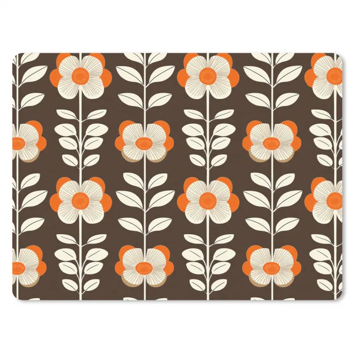 Bloemen - Retro - Bruin muismat rubber klein 262 -3d