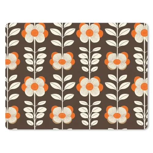 Bloemen - Retro - Bruin muismat rubber klein 262 -3d