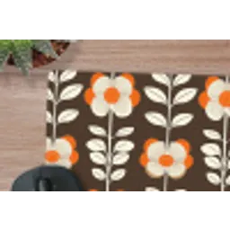 Bloemen - Retro - Bruin muismat rubber klein 262 -closeup