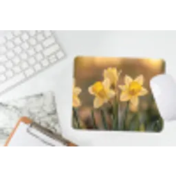 Bloemen - Geel - Wazig muismat rubber klein -witbureau