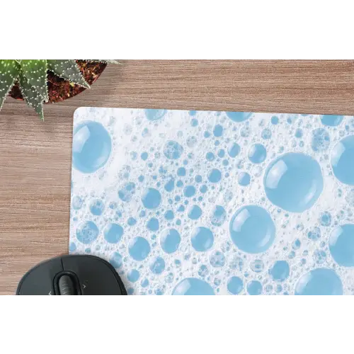Schuim - Bubbels - Blauw muismat rubber klein -closeup