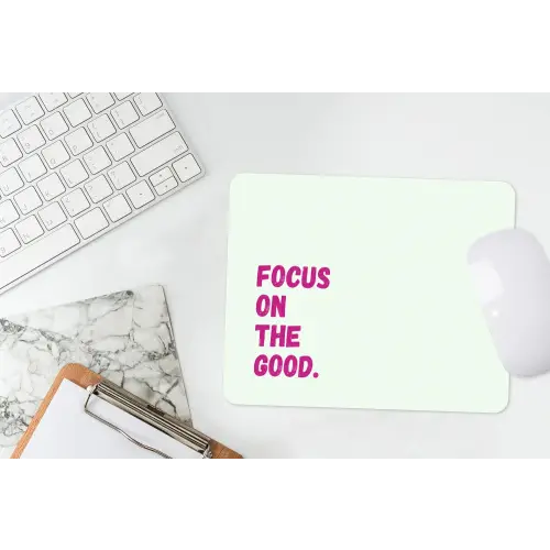 Focus on the good - Beige - Roze muismat rubber klein -witbureau