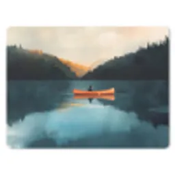 Bossen - Meer - Kano - Oranje muismat rubber klein -3d