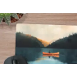 Bossen - Meer - Kano - Oranje muismat rubber klein -closeup