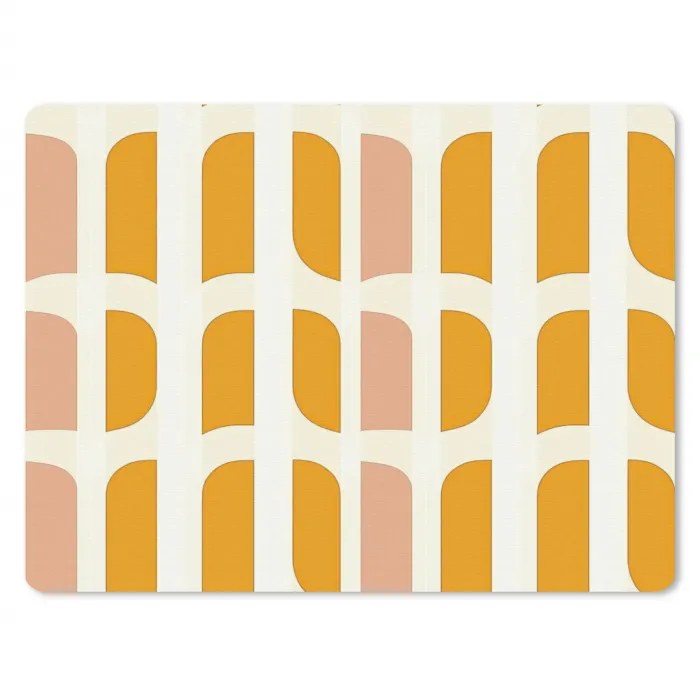 Geometrisch - Patroon - Geel - Roze muismat rubber klein 262 -3d
