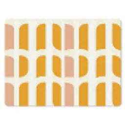 Geometrisch - Patroon - Geel - Roze muismat rubber klein 262 -3d