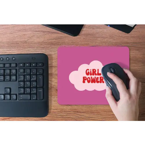 Girl power - Wolk - Roze muismat rubber klein -toetsenbord