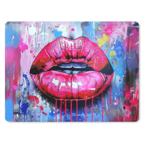 Graffiti - Lippen - Felroze - Geschilderd muismat rubber klein -3d