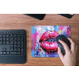 Graffiti - Lippen - Felroze - Geschilderd muismat rubber klein -toetsenbord