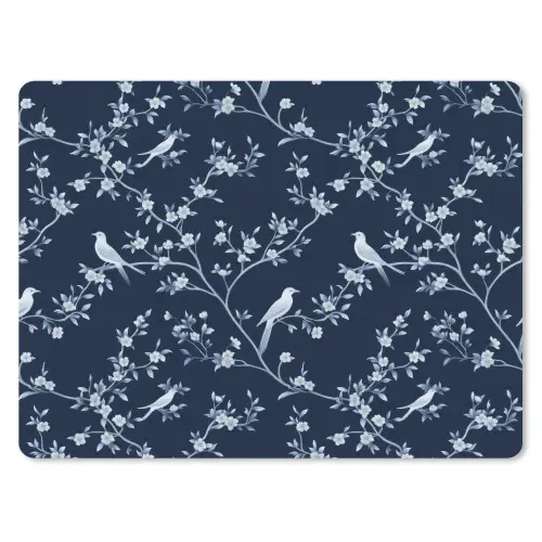 Grafisch - Bloesemtak - Blauw muismat rubber klein 262 -3d