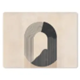 Grafisch gebogen motief - Beige muismat rubber klein -3d