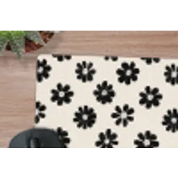 Grafisch - Madeliefjes - Zwart - Beige muismat rubber klein 262 -closeup