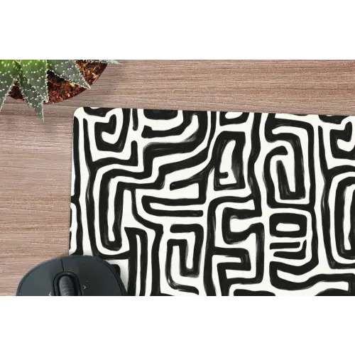 Grafisch - Lijnen - Zwart - Wit muismat rubber klein 262 -closeup